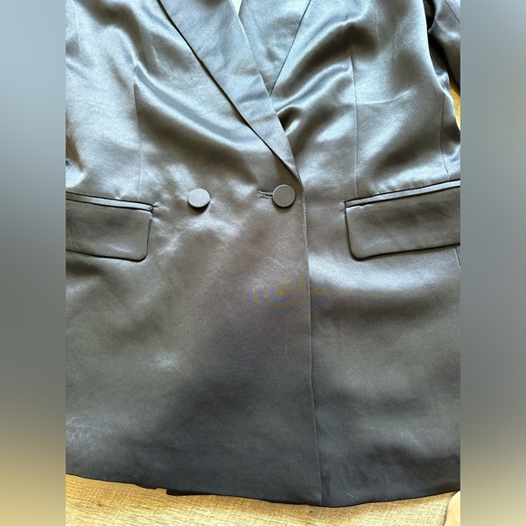 House of Harlow 1960 Oversized Navy Satin/Silk Effect Blazer - Size Small - Picture 15 of 16